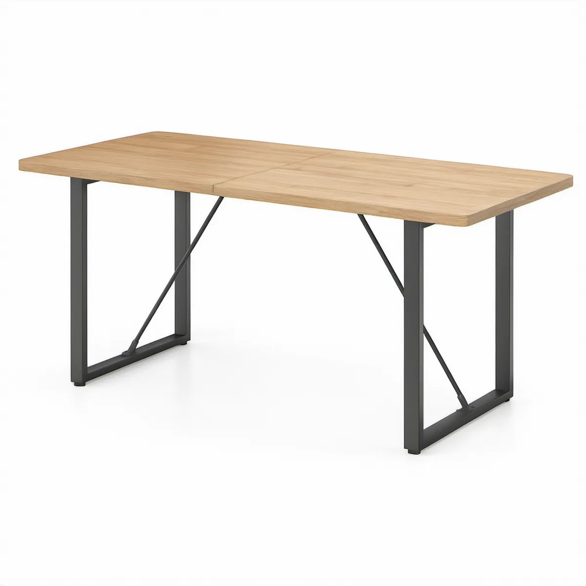 Ausziehbarer Tisch 120–160 x 80 x 75 cm, Eichenfurnier Natur/Schwarz