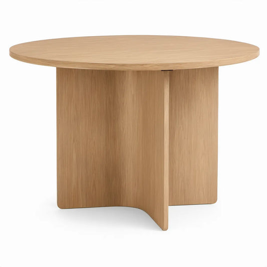 Runder Tisch Ø 120 cm, Höhe 75 cm, Eiche Natur mit Säulenfuss