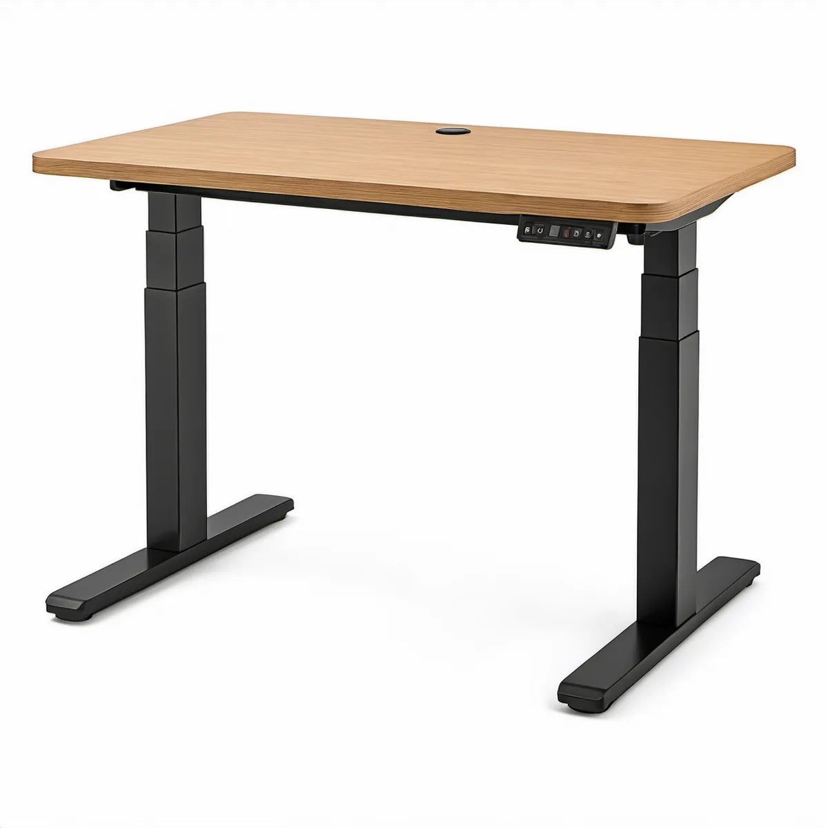 Elektrisch höhenverstellbarer Schreibtisch 120 x 60 cm Bambus Natur/Schwarz