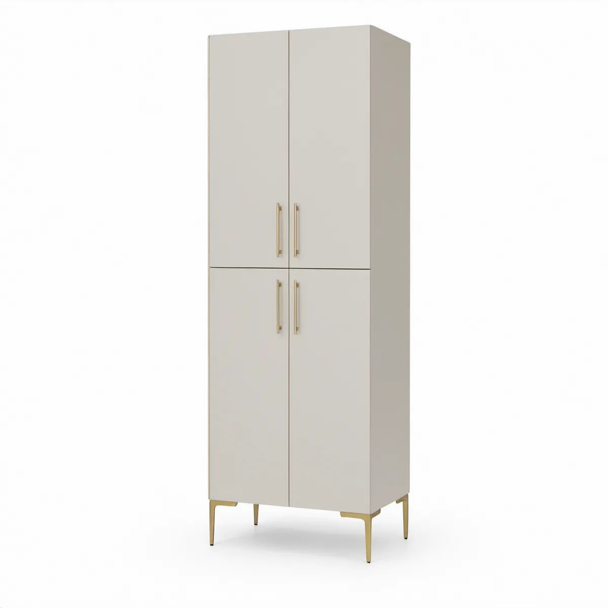 Kleiderschrank 80 x 40 x 180 cm aus MDF in Weiss mit 4 Türen und goldfarbenen Metallfüssen