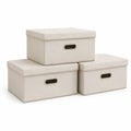 3-teiliges Set faltbare Aufbewahrungsboxen mit Deckel, Beige, 50 x 40 x 30 cm und 40 x 30 x 25 cm