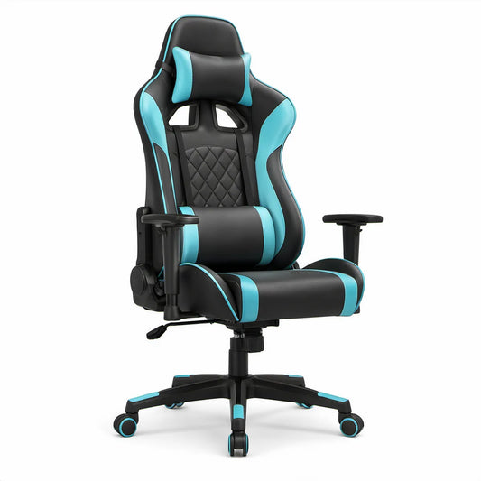 Gaming-Sessel aus PU-Kunstleder Schwarz/Türkis, 68 x 68 x 124–134 cm